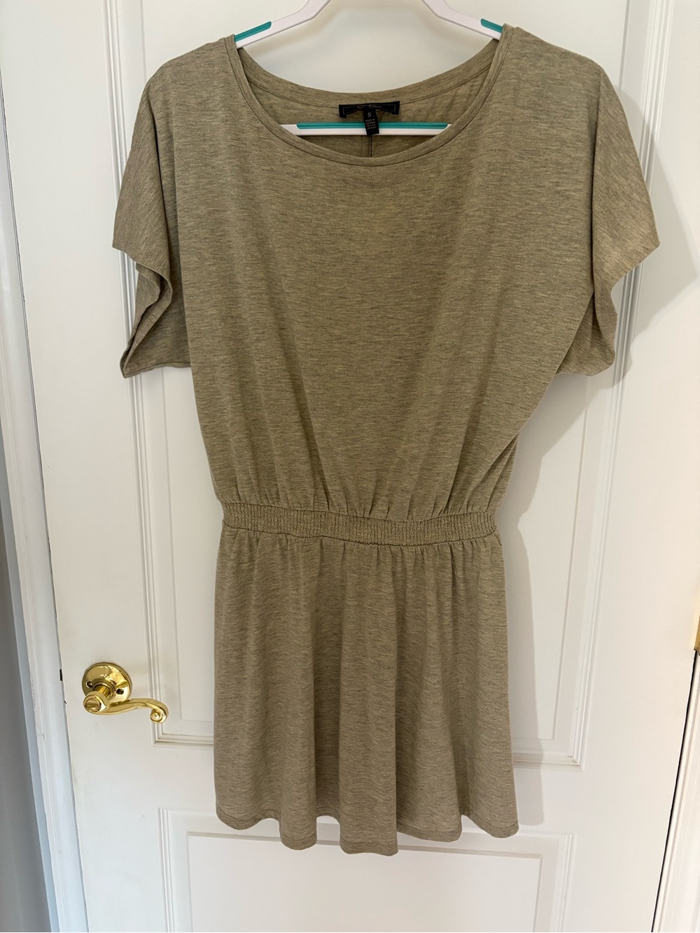 Jessica Simpson size small Casual Elastic-Waist Short Sleeve Tunic in Oatmeal